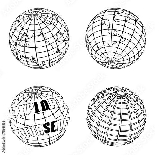 Wireframe globe design for streetwear fashion