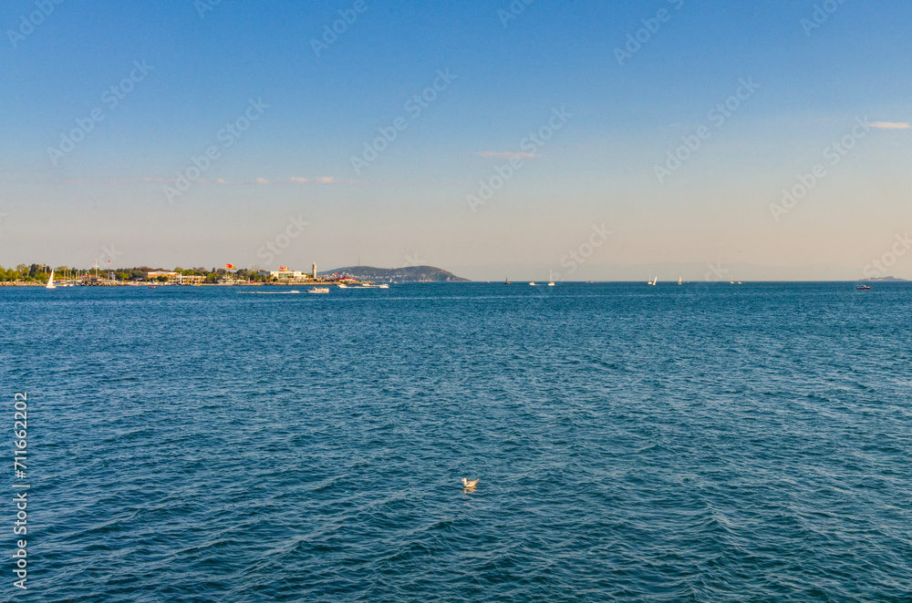 Fenerbahce park and Bosporus scenic view from Moda Pier (Istanbul, Turkiye)