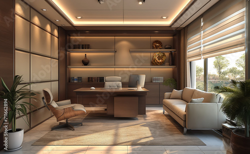 office room interior design Contemporary Style Generative AI