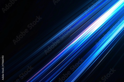 Bright blue neon light streaks on a black background wallpaper