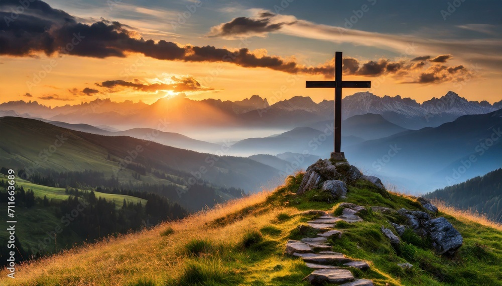 cross on the top of mountain cross on the top of mountain