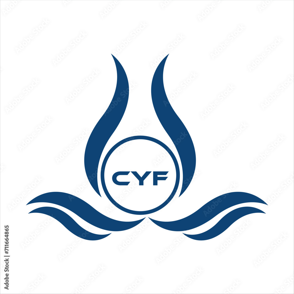 CYF letter water drop icon design with white background in illustrator ...