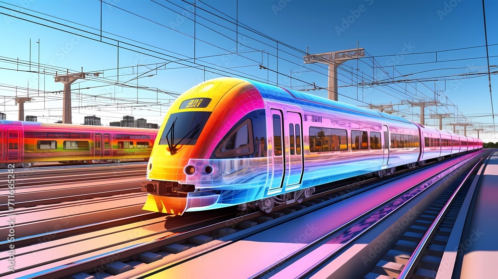 Fototapeta premium modern rail transport - train, transport, commuter, metro, transit, public, urban, transportation