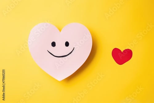A happy love painted smiley face with copy space  Valentine s day and love concept