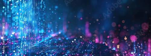 Abstract digital technology futuristic circuit blue purple background, Cyber science tech, Innovation communication future. AI generated illustration © Gulafshan