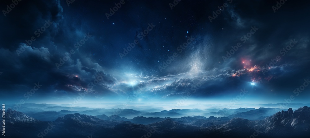 Stunning 360 degree equirectangular projection of space background with nebula and stars