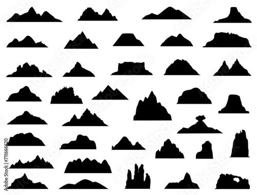 Mountains silhouette vector art white background