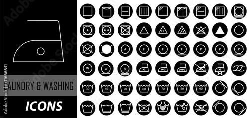 Washing symbols set. Laundry icons. Vector illustration