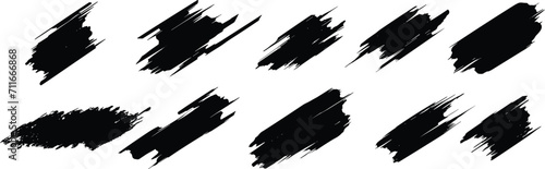 vector Modern brush stroke grunge on white background- black painted brush stroke