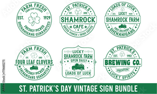 Vintage St. Patrick's Day Farmhouse Sign Bundle, Vintage sign Design