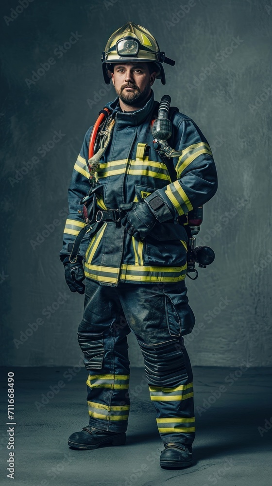 Portrait of fireman full body standing