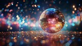 Enchanting bokeh effect from disco ball with dazzling array of colorful lights on dance floor