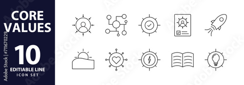 Core values icons Pixel perfect. business, success, excellence, aspiration, client, collaboration, contract, determination, employee, growth, horizontal, innovation, leadership, leading, manager, ...