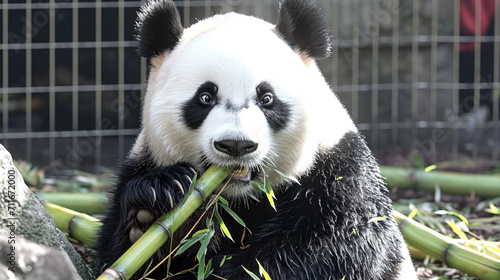 panda eating bamboo photo