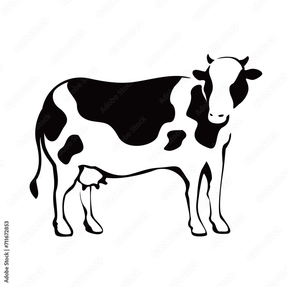 milk cow silhouette design. farm animal sign and symbol.
