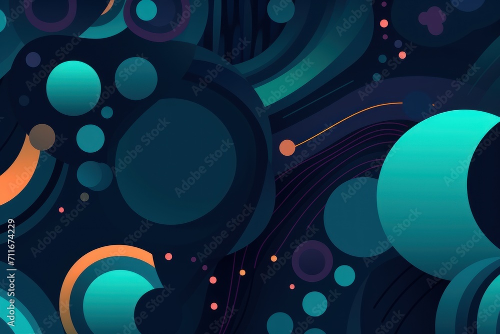 Colorful animated background, in the style of linear patterns and shapes, rounded shapes, dark mulberry and cyan, flat shapes
