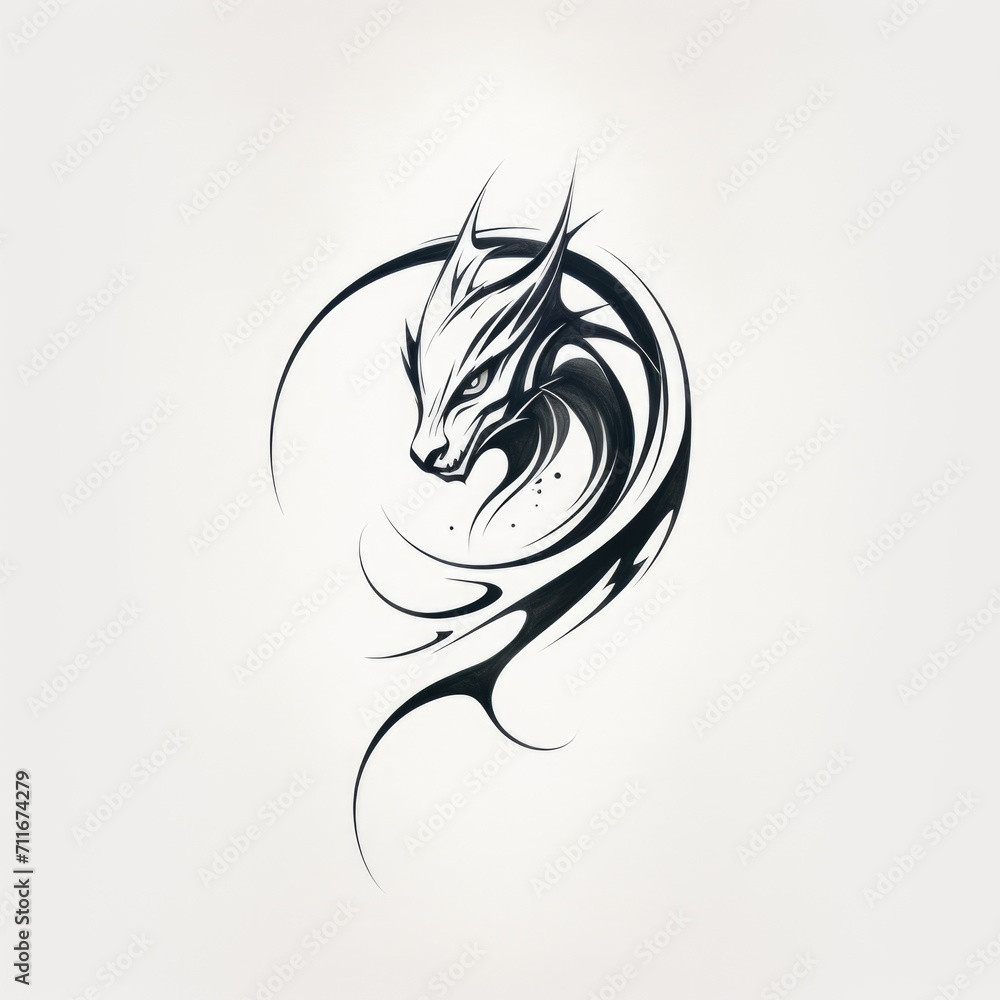 Dragon tattoo design. Generative AI Dragon tattoo design. Generative AI