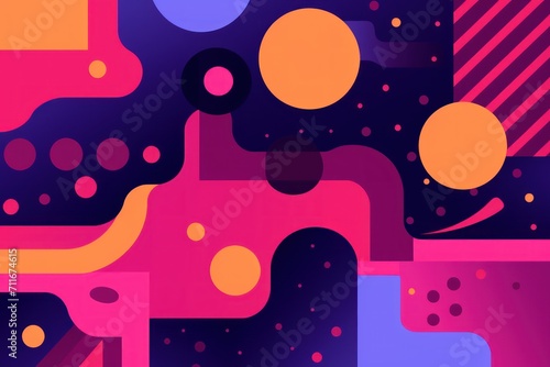 Colorful animated background, in the style of linear patterns and shapes, rounded shapes, dark orchid and cocoa, flat shapes