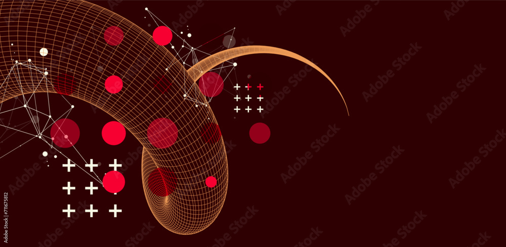 Modern science or technology art background. Hand drawn Vector wireframe tentacle.