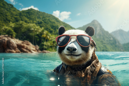 panda is swimming © Vera