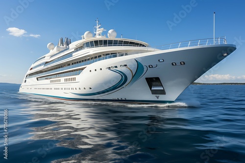 Luxury white cruise ship on the deep sea © MDEMRAN