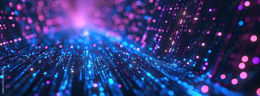 Abstract digital technology futuristic circuit blue purple background, Cyber science tech, Innovation communication future. AI generated illustration - obrazy, fototapety, plakaty 