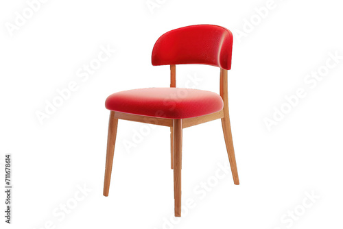 Red Chair With Wooden Frame and Seat