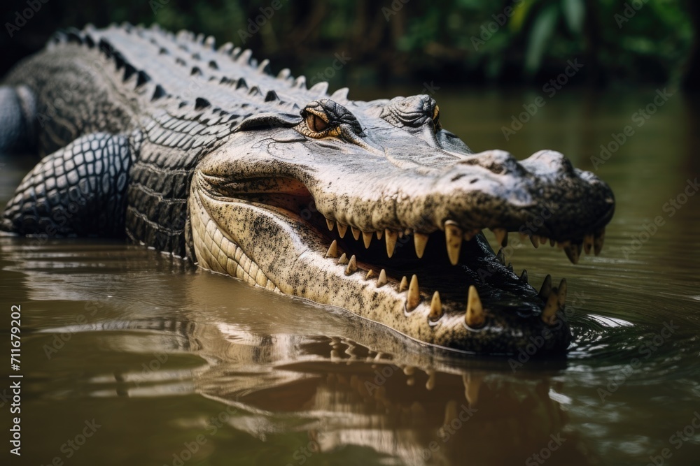 Fototapeta premium Australian crocodile in Daintree River, Queensland