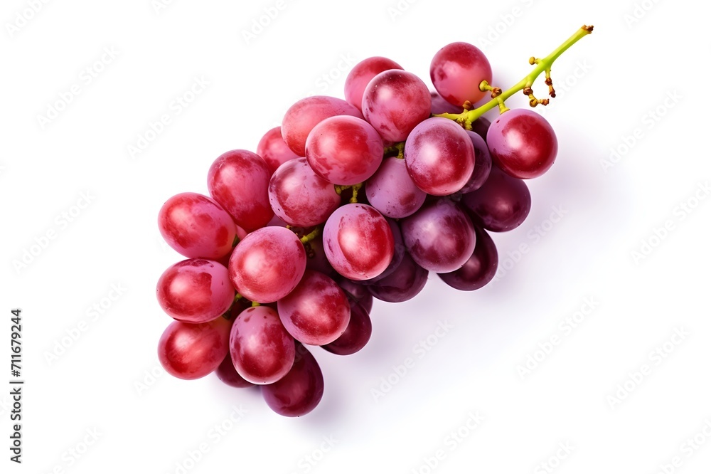 Red grape on white background