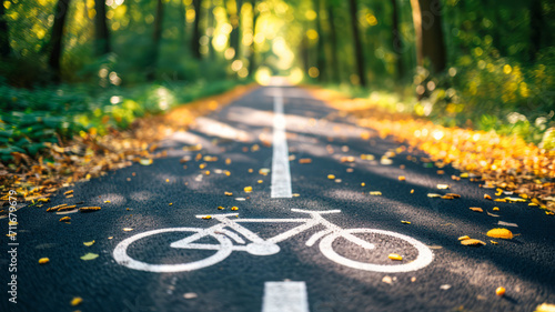 Asphalt road and new bike path for background use.