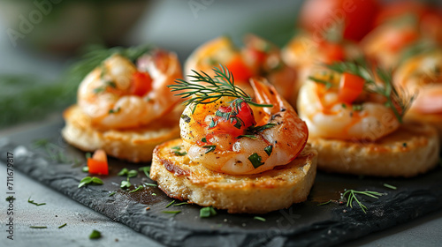 Mini canapes  snacks  and appetizers. Seafood  delicacies  restaurants  and special events.