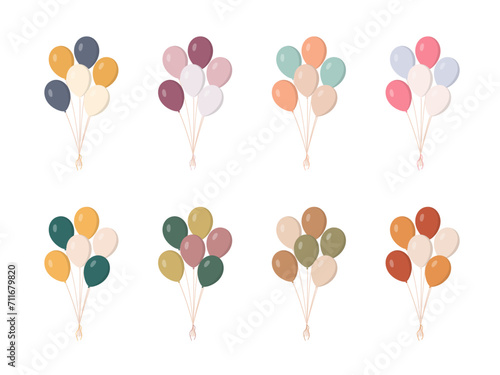 Ballon set. Balloons in cartoon flat style isolated set on white background. Bunch of balloons