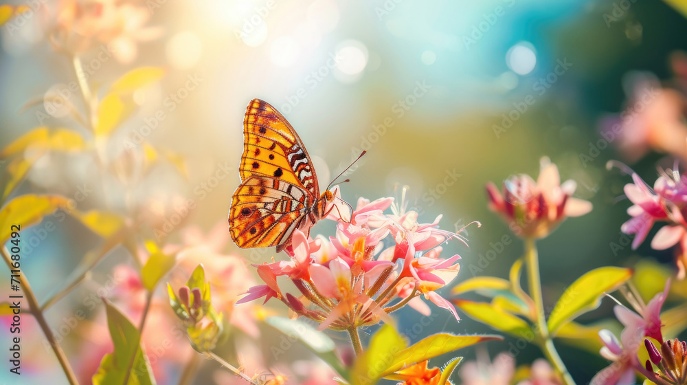 custom made wallpaper toronto digitalButterflies with intricate patterns on vibrant flowers, natural background