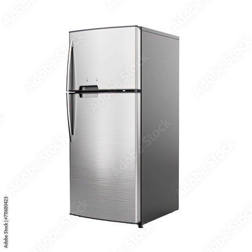  Generic silver refrigerator on transparent background