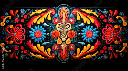 Mexican traditional pattern ethnic embroidery background photo