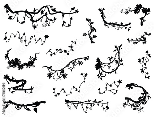 Tree branches silhouette vector art white background