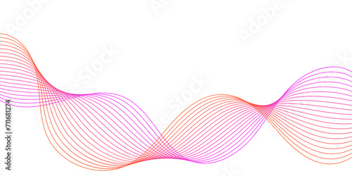 Abstract background with waves for banner. Web banner size. Vector background with lines. Element for design isolated on white. Pink and orange. Brochure