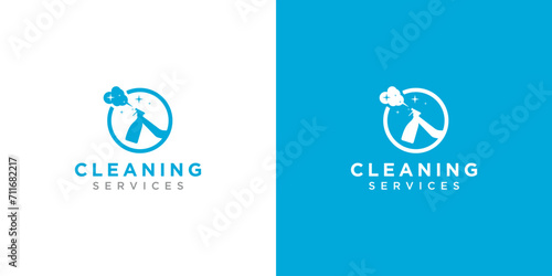 Cleaning service and maid logo for men and women. cleaning service design template photo