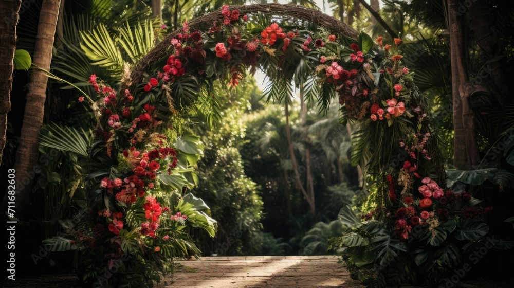 tropical wedding arch decoration in green jungle tropical wedding arch decoration in green jungle