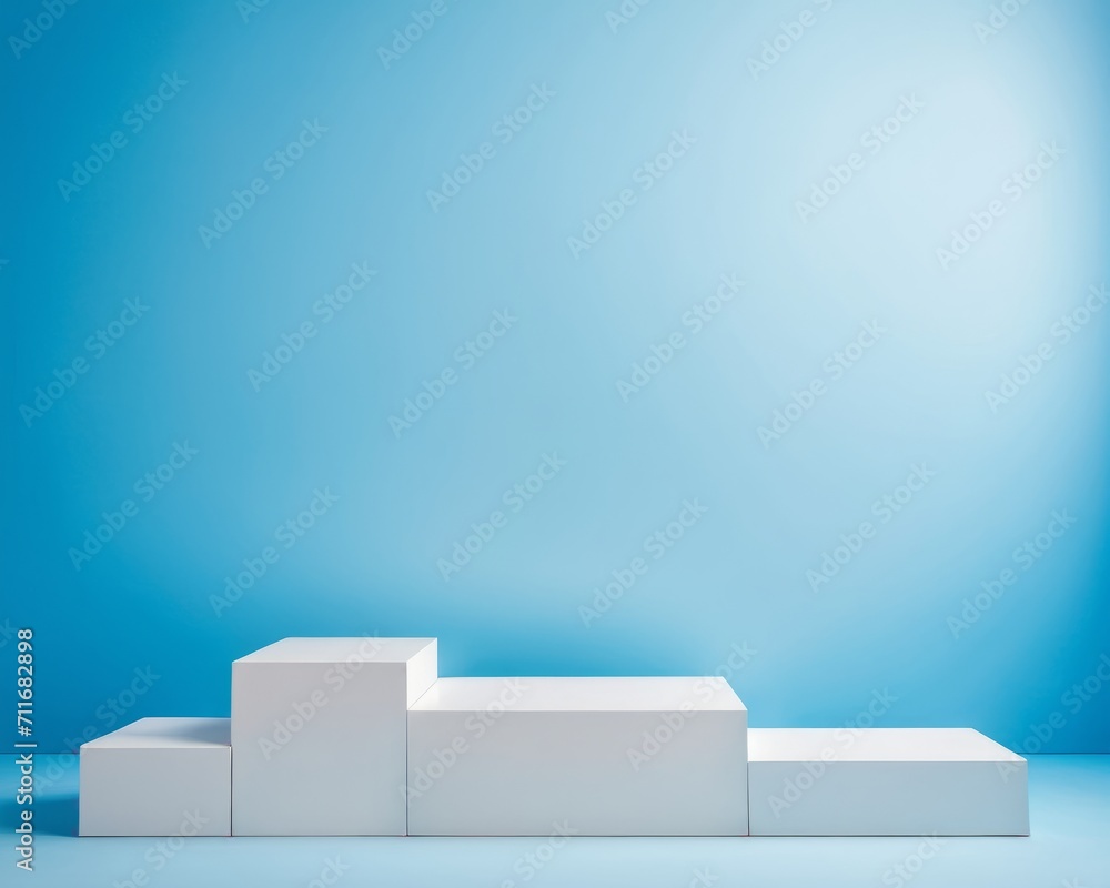Minimalist Blue Stacked Cylinders on Gradient Background