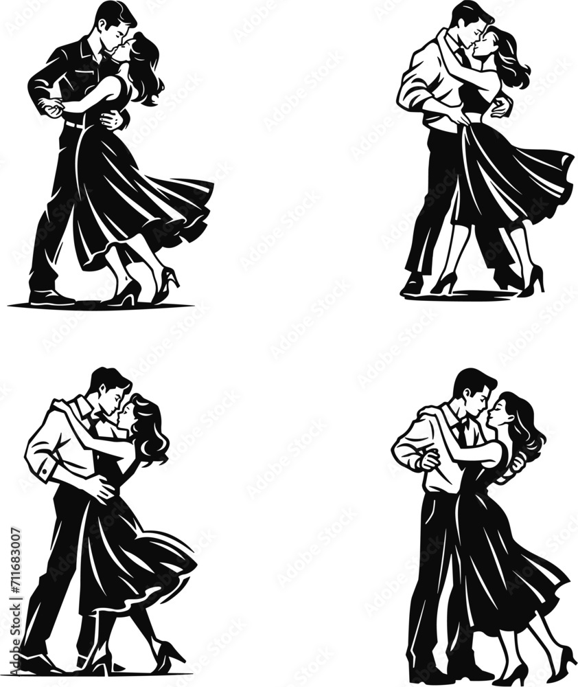 vector hand drawn dancing silhouette or dancing icon