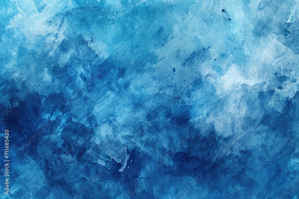 Blue Watercolor Texture: Abstract Artistic Background with Spreaded Ink Stain