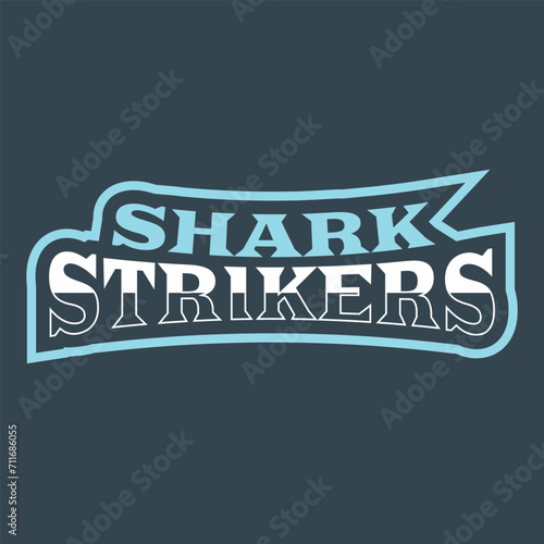 Shark strikers  Sports  and esports text logo design, text effect editable premium vector