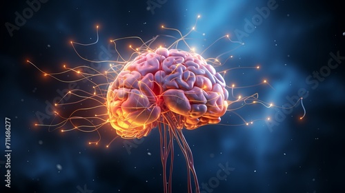 Big human brain with firing neurons and neural extensions medical conceptual representation