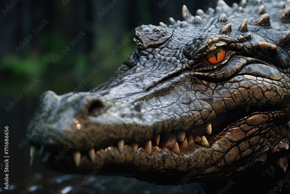 Obraz premium Crocodile head closeup.