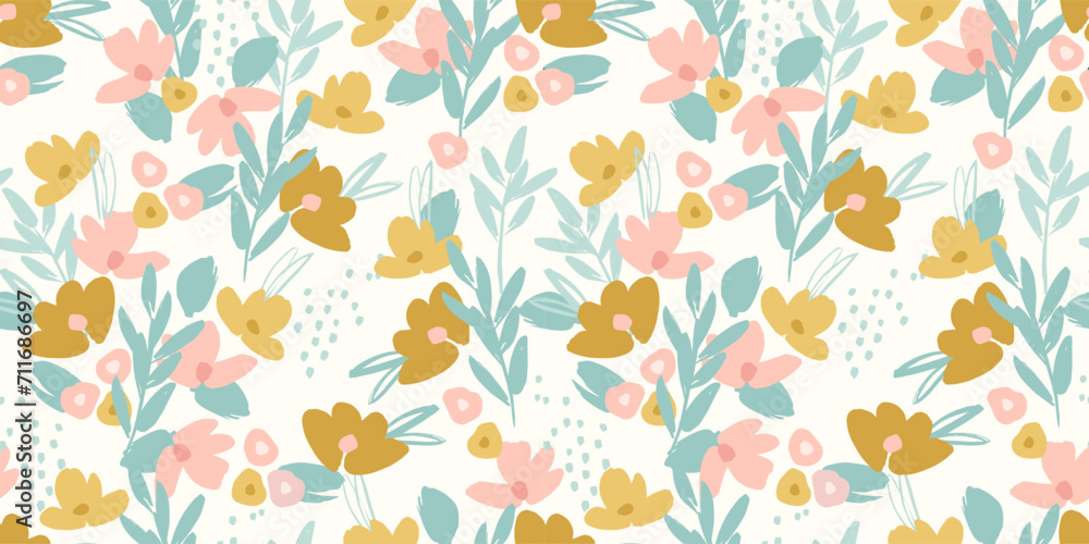 Floral seamless pattern. Vector design for paper, cover, fabric, interior decor and other