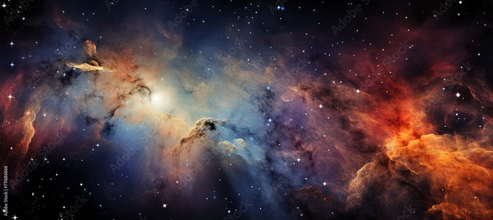 Celestial symphony  a mesmerizing star field and nebula in the vast expanse of outer space - obrazy, fototapety, plakaty 