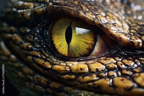 Closeup: Macro View of a Crocodiles Eye