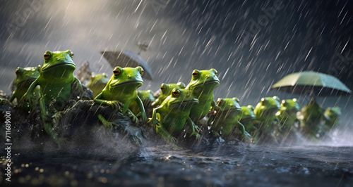Tela raining and frogs, ai generated.