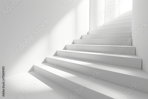 Success Steps: Abstract 3D Illustration of Ascending Stairs in White Background © AIGen